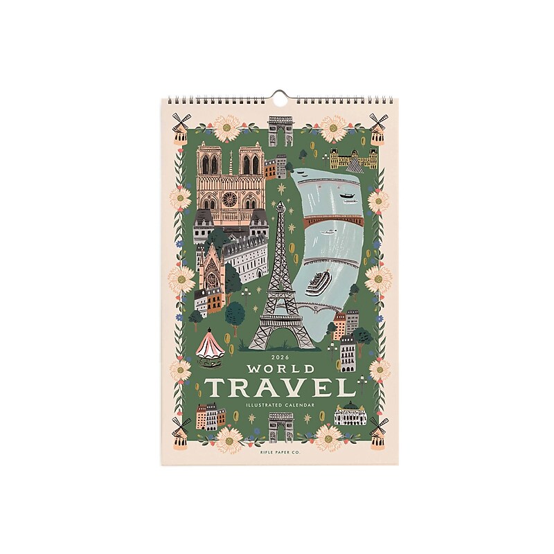 2026 Rifle Paper Co. World Travel 11" x 17" Monthly Wall Calendar (CAL095) image 1