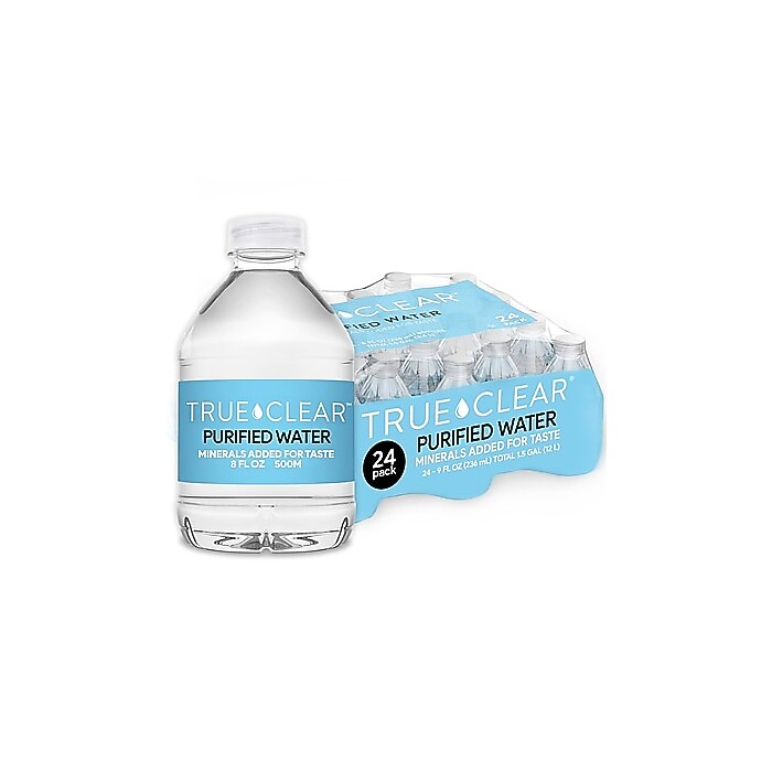 True Clear Purified Drinking Water, 8 fl oz Mini Bottles, 24‑Pack, BPA‑Free, Recyclable, Perfect for Lunches