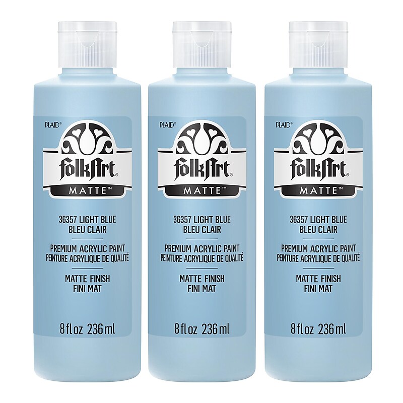 FolkArt Acrylic Paint Matte, 8oz., Light Blue, 3/Pack(FLK36357-3) image 1