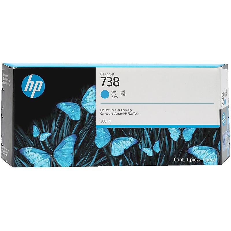 HP 738 Cyan Standard Yield Ink Cartridge (676M6A) image 1