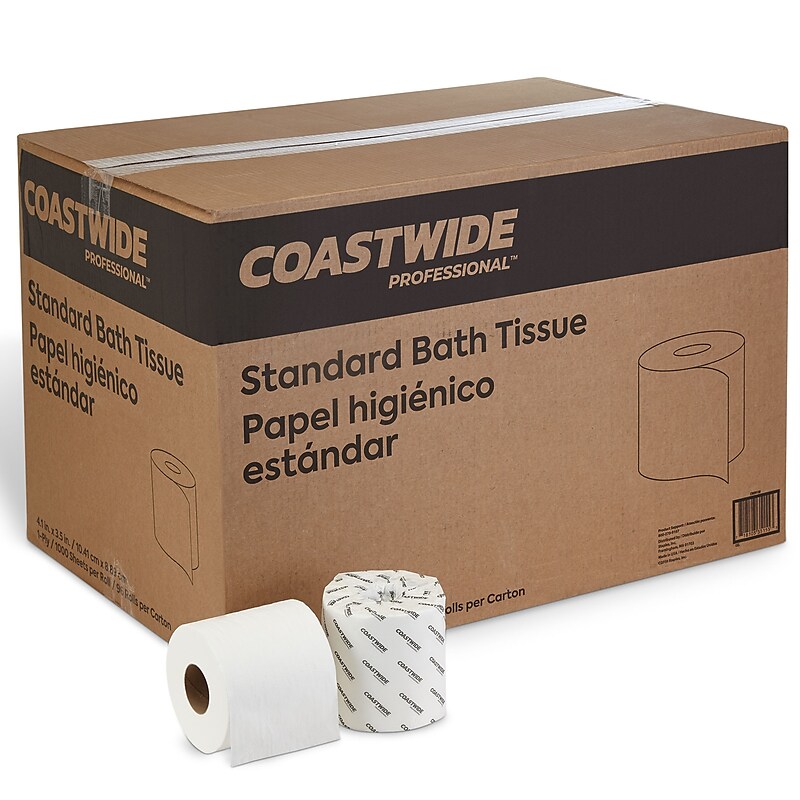 Coastwide Professional™ 1-Ply Standard Toilet Paper, White, 1000 Sheets/Roll, 96 Rolls/Carton (CW26136) image 1