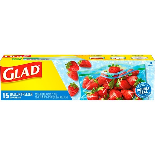 ジュエルアップ   4袋 Glad Zipper Freezer Storage Bags, Gallon, 15 Bags/Box (57034