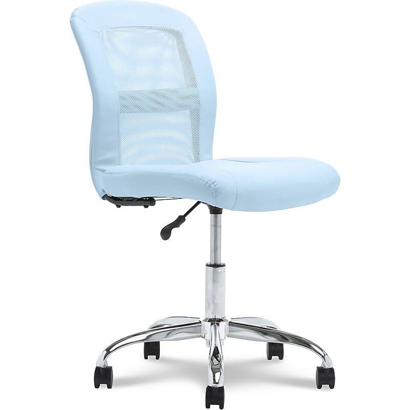Serta Essentials Armless Ergonomic Bonded Leather/Mesh Swivel Task Chair, Blue (48740D) image 1