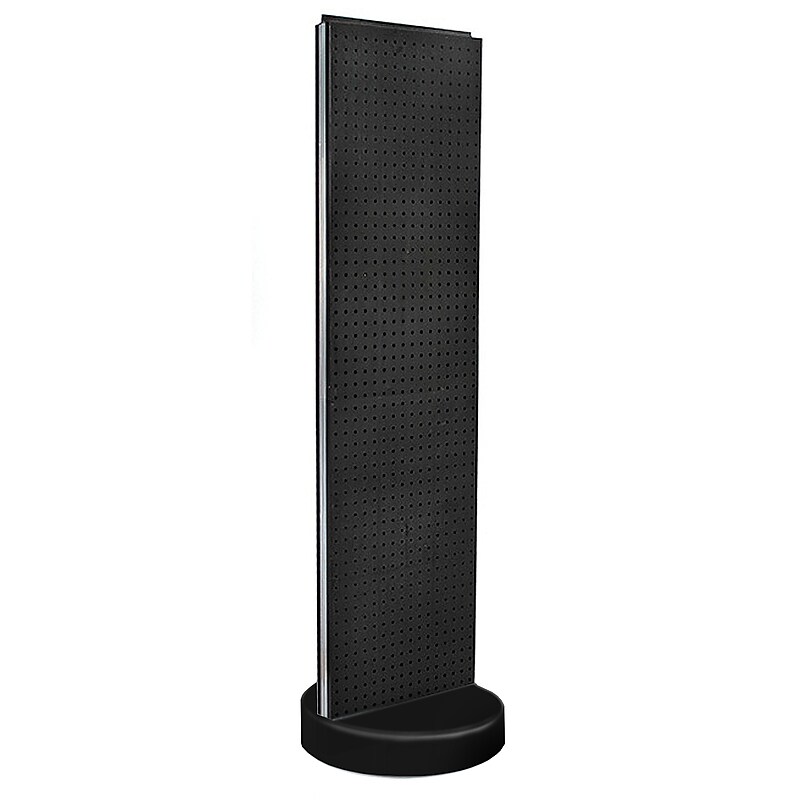 Azar Displays 60”H x16”W Two-Sided Pegboard Floor Display On a Revolving Round Studio Base, Black (700780-BLK) image 1