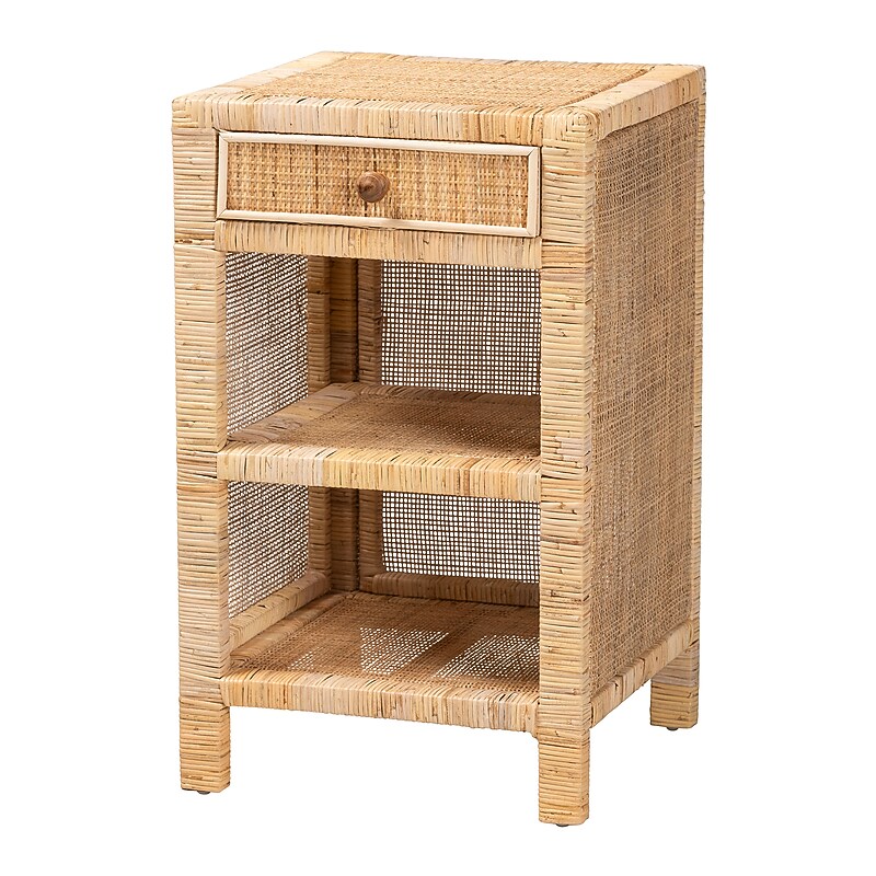 bali & pari Bella 18.3"W x 18.3"D Natural Rattan Nightstand, Natural (226-13095-HiT) image 1