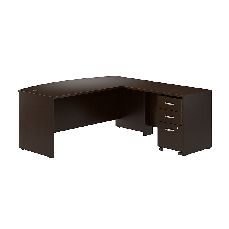 Bush Business Furniture Westfield 72W Bow Front L Shaped Desk with 42W Return and Mobile File Cabinet, Mocha Cherry (SRC167MRSU) image 1