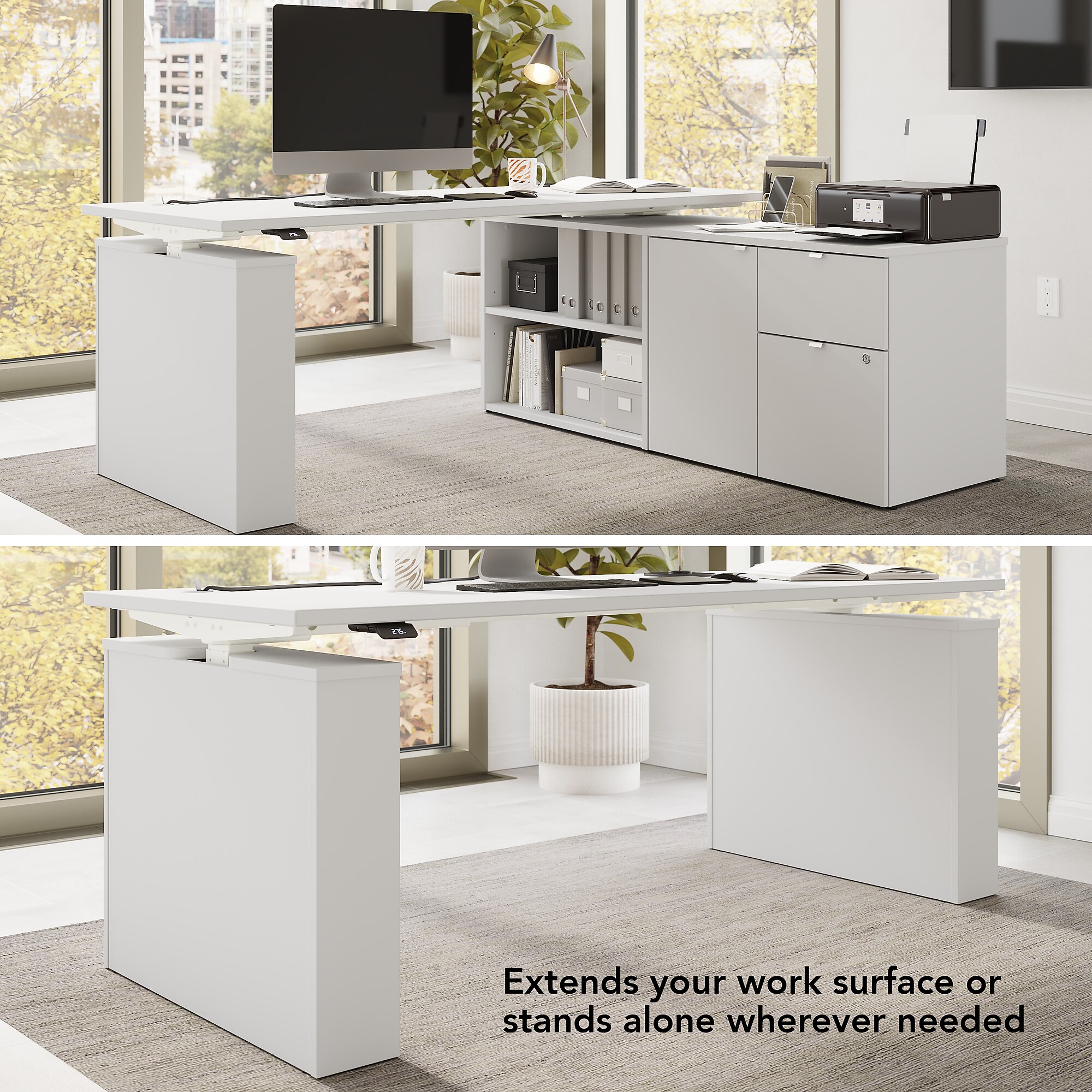 Bush Business Furniture Stratus 24″H Storage Cabinet with 2 Shelves, 2 Drawers, White (SUS130WH) Sansujyuku sansujyuku.com