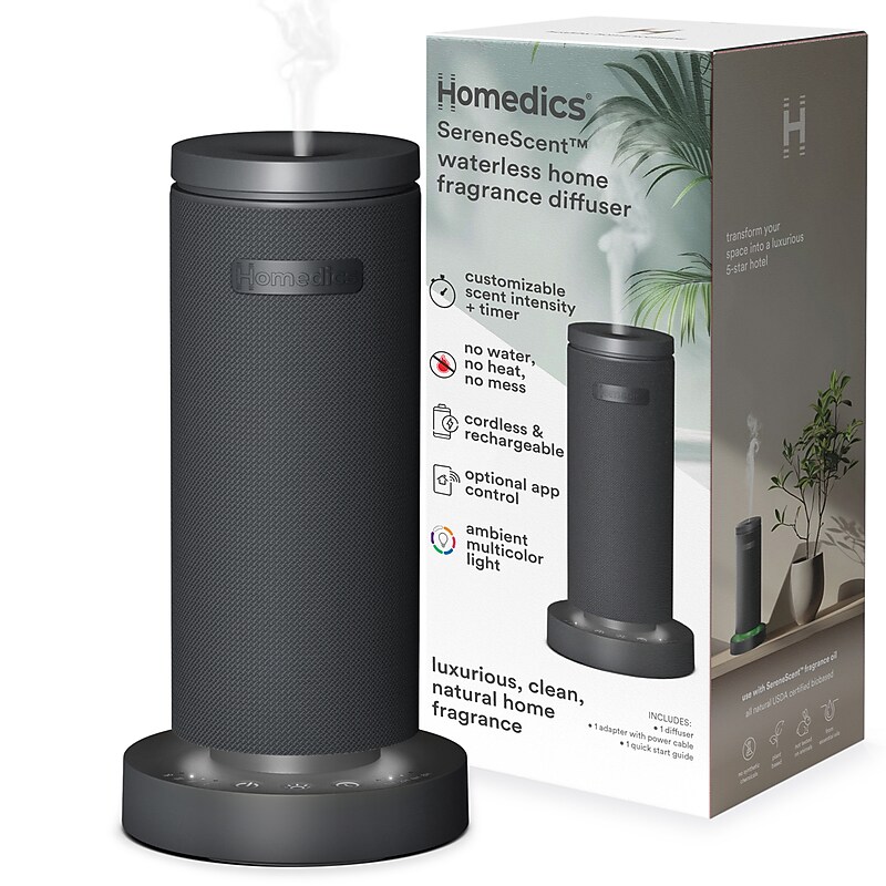 Homedics SereneScent Aromatherapy Essential Oil Diffuser, 0.5 oz., Charcoal (ARMH‑680CQ) image 1