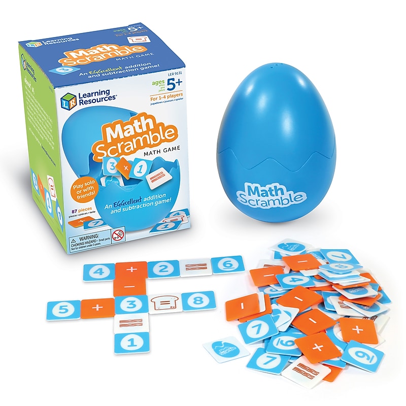 Learning Resources Math Scramble Game Educational Games for Kids,  Assorted Colors, 87 pieces,  (<LER9131) image 1