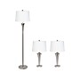 Lalia Home Perennial 62"/27.25" Brushed Nickel Three-Piece Floor/Table Lamp Set with Tapered Shades (LHS-1008-BN)~#|#~BE192940-D745-4C1E-AC6F3B5D2A80FE10_sc7