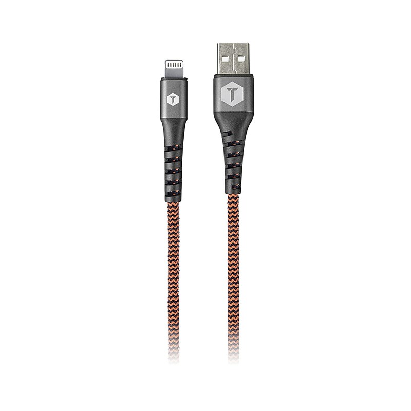 ToughTested Braided Lightning to USB-A Charging Cable, 6 ft., Black (TTFC6IP2) image 1