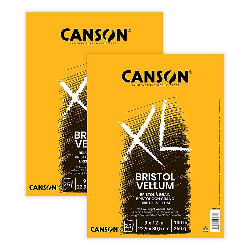 Canson XL Series 9" x 12" Vellum Sketch Pad, 25 Sheets/Pad, 2/Bundle (MCXC400061838-2) image 1