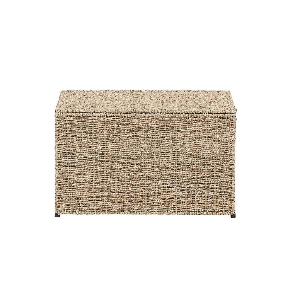 Front and lid detail of woven storage chest