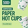 Perk™ Eco Compostable Paper Hot Cup, 12 Oz., White/Green, 500/Carton (PK56222CT)~#|#~BE2ED604-365D-407B-A804A9A36536019C_sc7