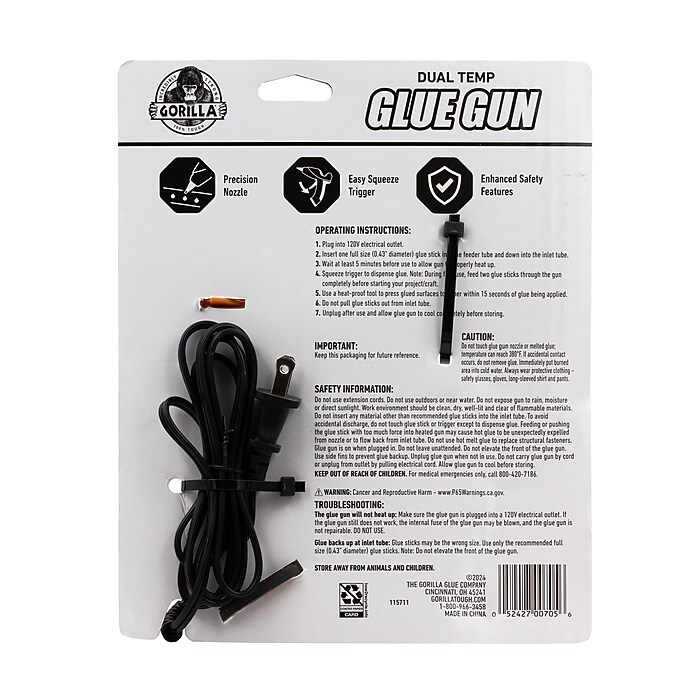 Gorilla Dual-Temp Standard Hot Glue Gun, Orange/Black (100424