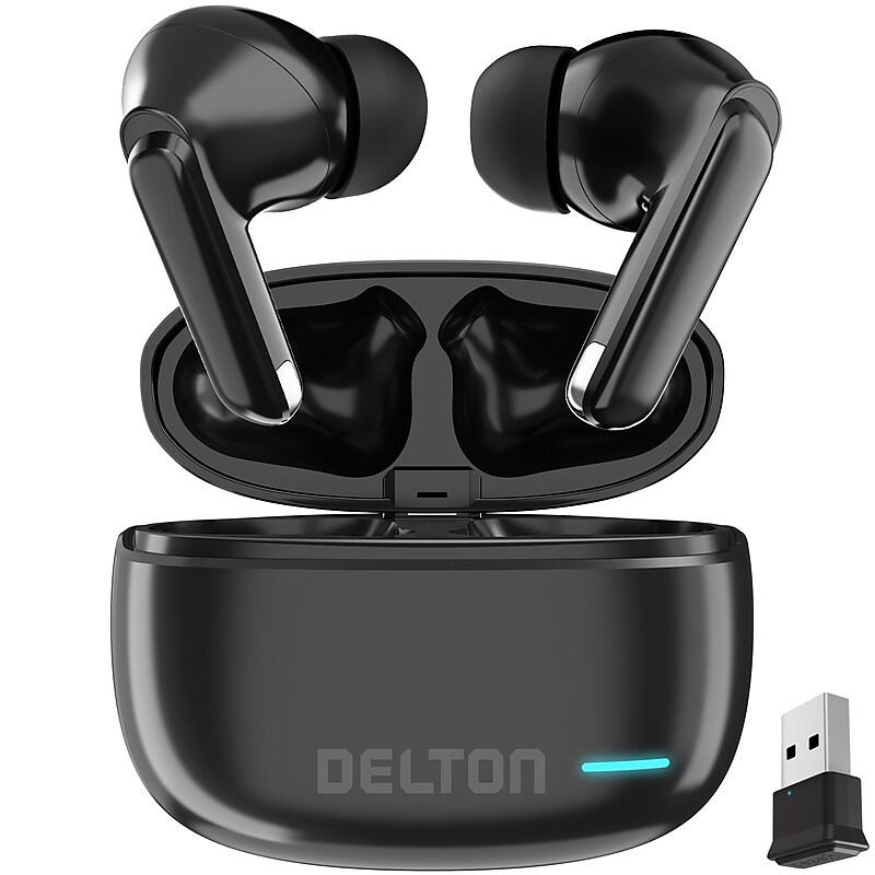 Delton T70 Wireless Noise Canceling Bluetooth Computer Earbuds, Black (DBHT70) image 1