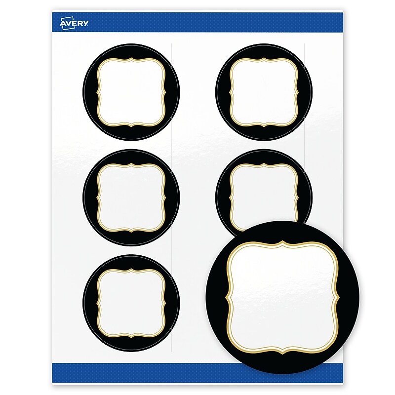 Avery Round Laser/Inkjet Multipurpose Labels, 3", White, 60/Pack (19479370886) image 1