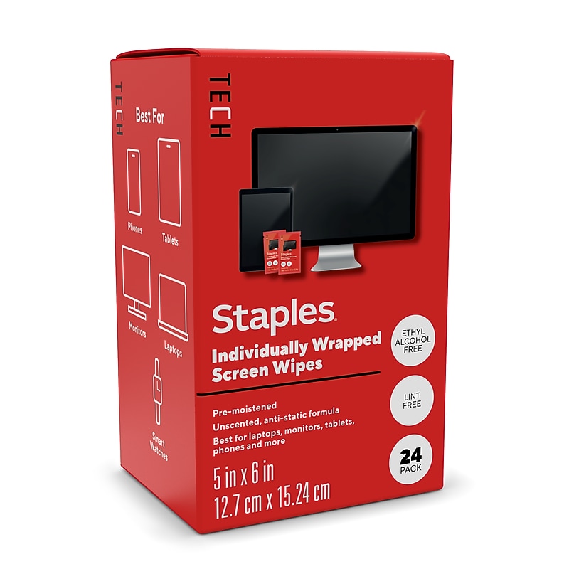 Staples TECH Individually Wrapped Screen Wipes, 24/Pack (ST63057) image 1