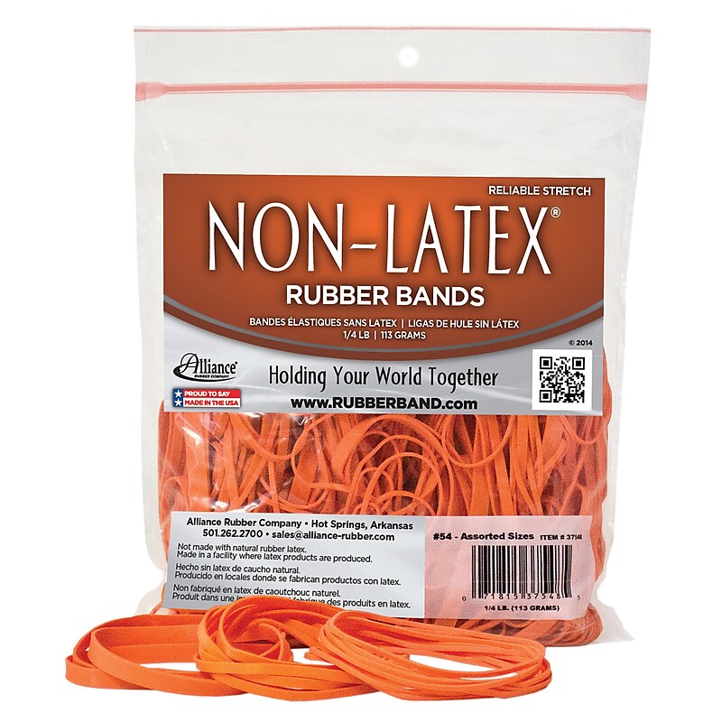 Alliance Non-Latex Multi-Purpose Assorted Rubber Bands, Orange, 125/Pack (37548) image 1