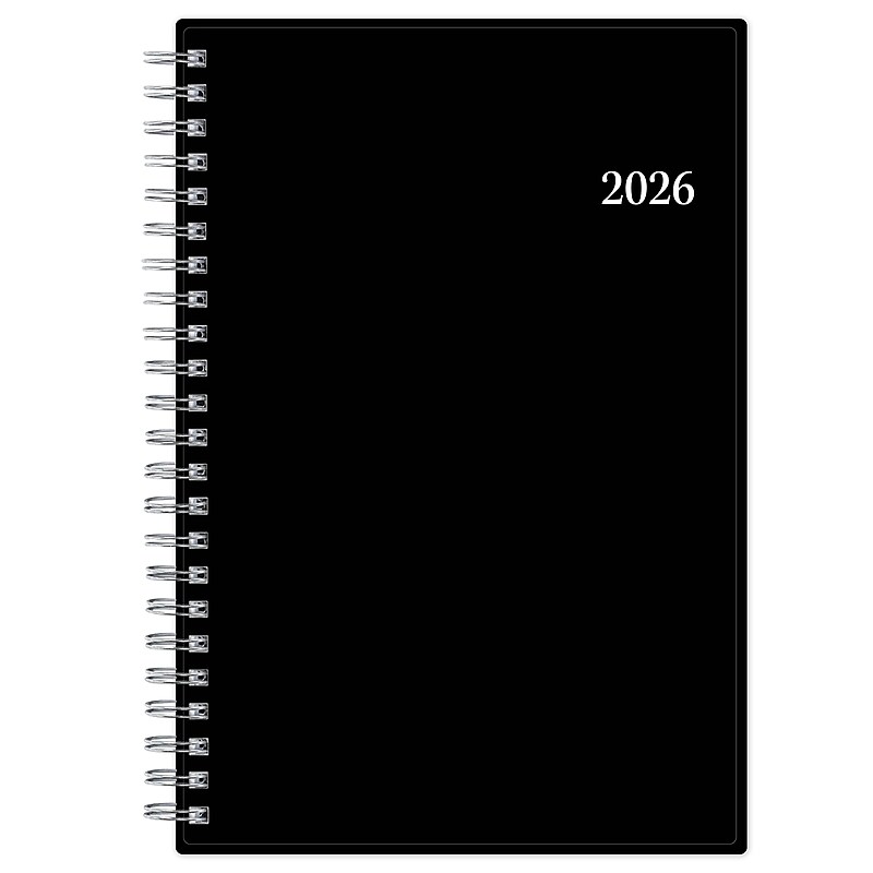 2026 Blue Sky 8" x 5" Weekly & Monthly Personal Organizer, Plastic Cover, Black (111291-26) image 1