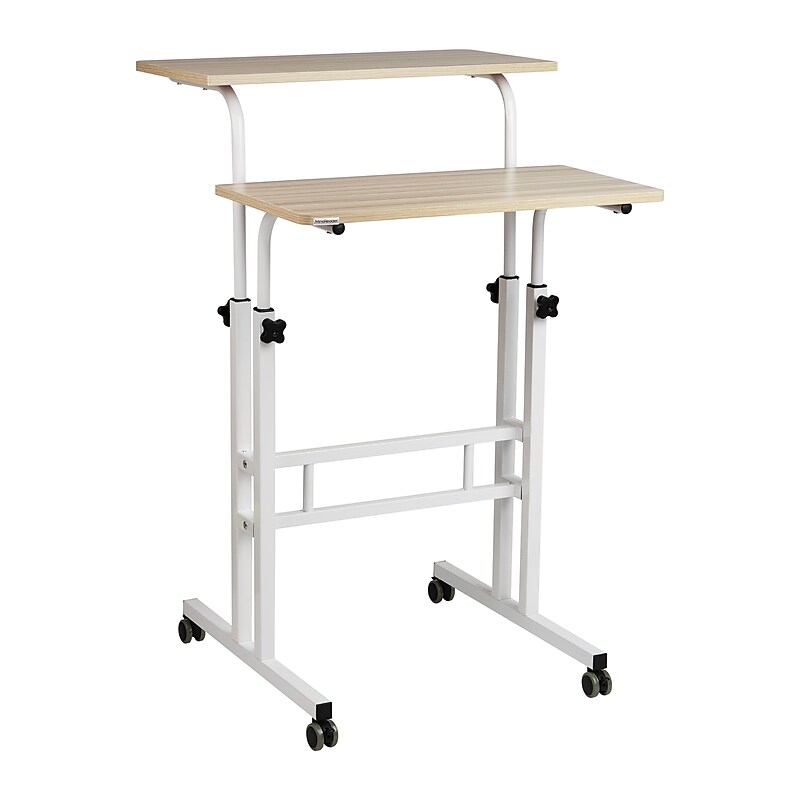 Mind Reader 20"W Manual Adjustable Standing Desk, White (SDROLLXL-WHT) image 1