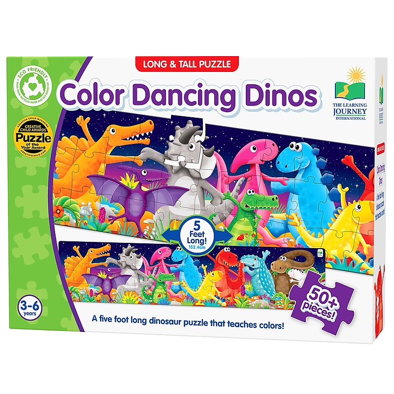 The Learning Journey 51-Piece Long & Tall Puzzles - Color Dancing Dinos (LJI423929) image 1