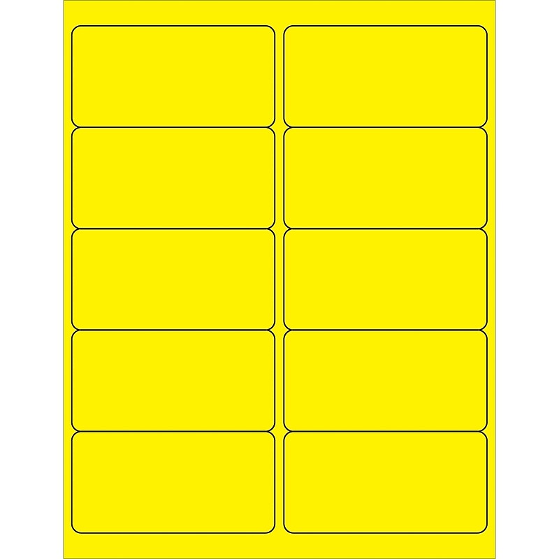 Tape Logic Laser Rectangle Labels, 4" x 2", Fluorescent Yellow, 1000/Carton (LL178YE) image 1