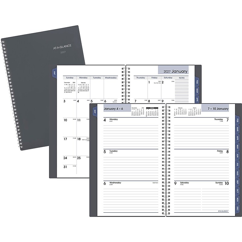 2027 AT-A-GLANCE DayMinder 5" x 8" Weekly & Monthly Planner, Plastic Cover, Gray (GC200-07-27) image 1