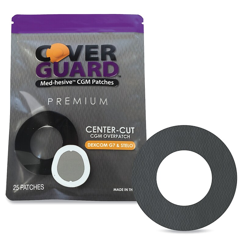 CoverGuard Center-Cut CGM Overpatch Dexcom G7, Stelo, Black, 25/Pack (101-200B) image 1