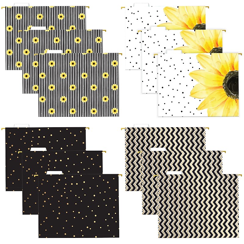 Global Printed Products Heavy Duty Hanging File Folder, 1" Expansion, Straight-Cut, Letter Size, Sunflower, 12/Pack (GPP-0102-D) image 1