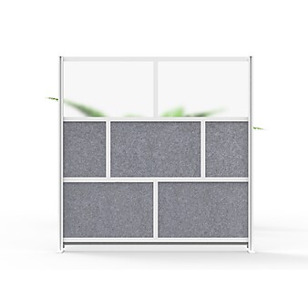 Luxor Modular Room Divider Starter Wall, 70"H x 70"W, Gray PET/Frosted Acrylic (MW-7070-FCG)
