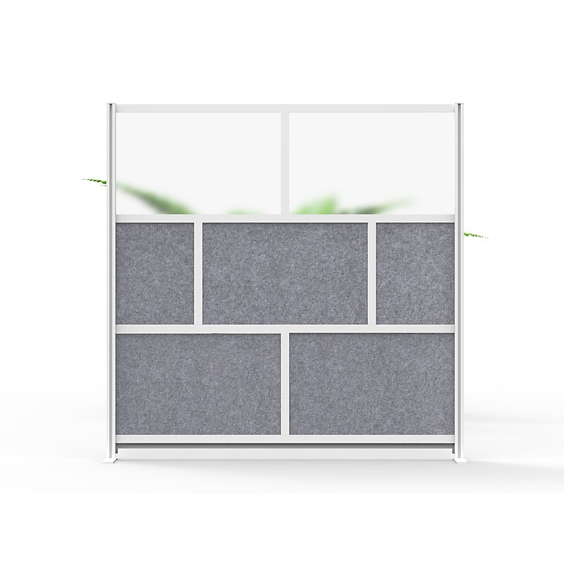 Luxor Modular Room Divider Starter Wall, 70"H x 70"W, Gray PET/Frosted Acrylic (MW-7070-FCG) image 1