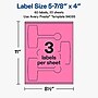 Avery Laser/Inkjet Sealing Labels, 5-7/8" x 4", Bright Pink, 60 Labels/Pack (19479370797)~#|#~BE94FB56-06A8-483E-8A8AD9CFA4DA5D98_sc7