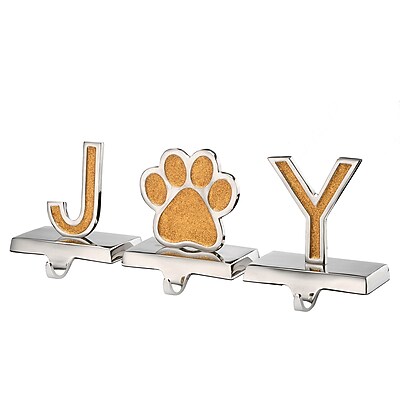 National Tree Company 5" Gold Sparkle JOY Stocking Holders - Thumbnail 2