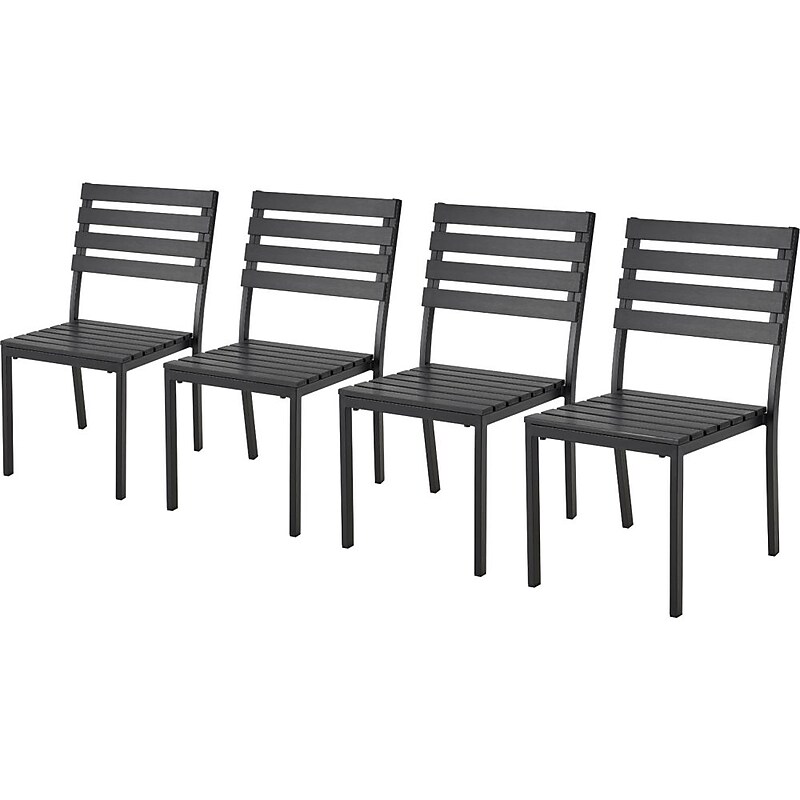 Global Industrial Stackable Outdoor Dining Armless Chair, Black, 4/Pack (436986BK) image 1