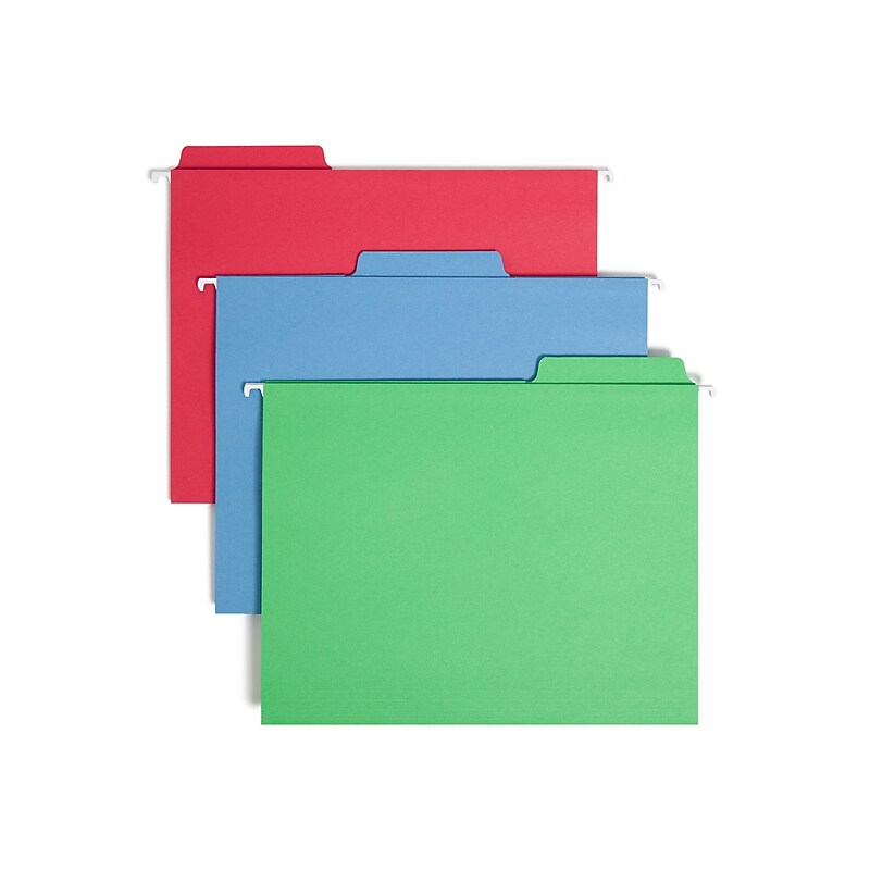 Smead FasTab® Hanging File Folders, 1/3 Cut, Letter Size, Multicolor, 18/Box (64053) image 1
