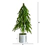 Nearly Natural Artificial Real Touch Down Swept Norfolk Island Pine in Christmas Tin Metal Planter, 20" (T5389)~#|#~BEAE45AF-1200-4158-8CB42BAD577FE7A8_sc7