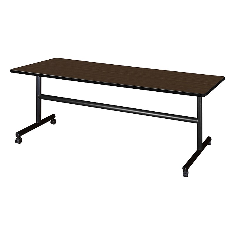Regency Kobe Flip Top 72"W x 30"D Rectangular Training Room Table, Laminate, With Wheels, Neo Walnut (MKFT7230NW) image 1