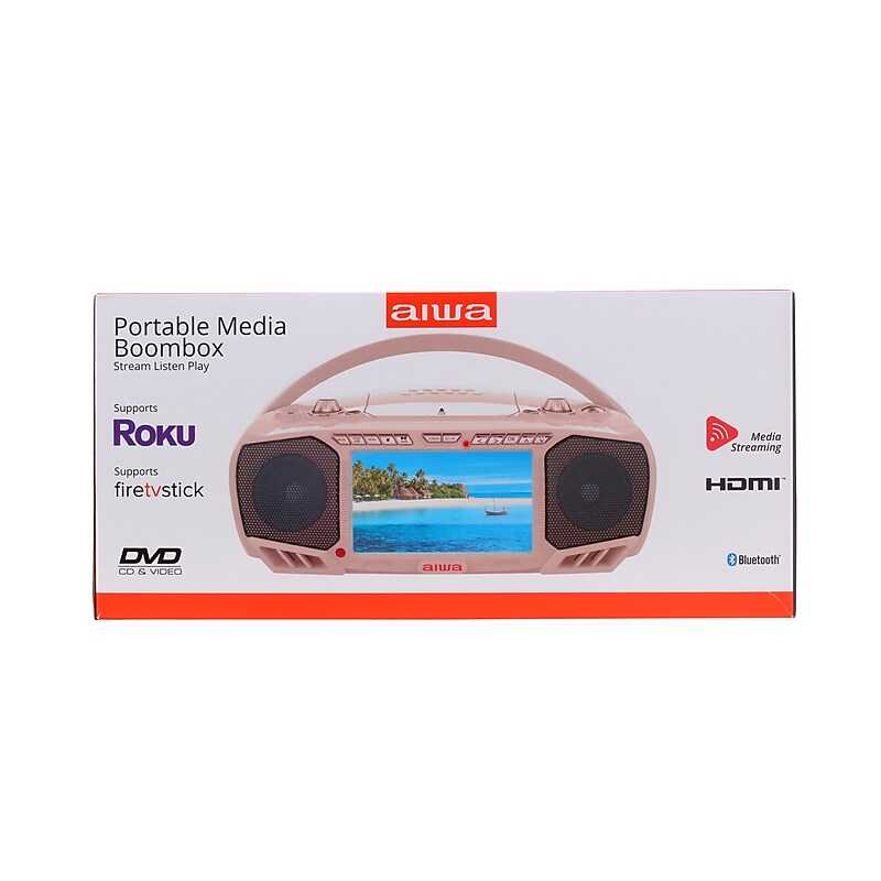 Aiwa Wireless Bluetooth Portable Media Boombox, Rose Gold (AI7001-RG-STK-2) image 1