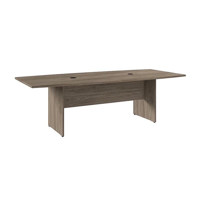 Bush Business Furniture 96W x 42D Boat Shaped Conference Table with Wood Base, Modern Hickory (99TB9642MHK) image 1