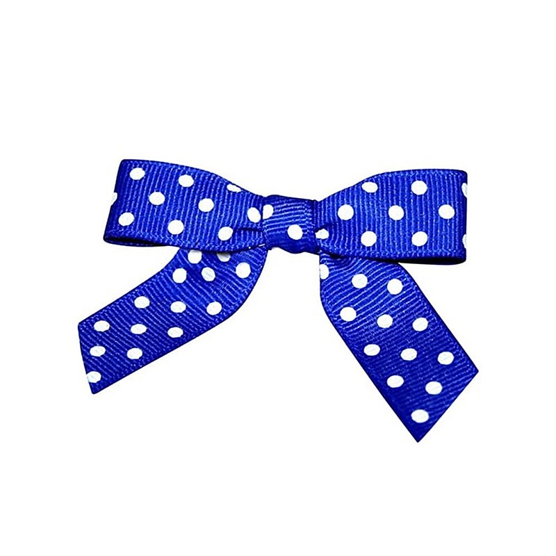 JAM Paper Grosgrain Bows, Royal Blue with White Polka Dots, 100/Pack (52640349333) image 1