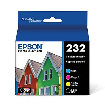 Epson 232 Cyan/Magenta/Yellow/Black Standard Yield Ink Cartridges, 4/Pack (T232120-BCS)