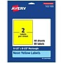 Avery Laser/Inkjet Rectangle Multipurpose Labels, 5.5" x 8.5", Neon Yellow, 80/Pack (94229)~#|#~BEBE0014-05CC-476A-8B85EC830A82BF61_sc7