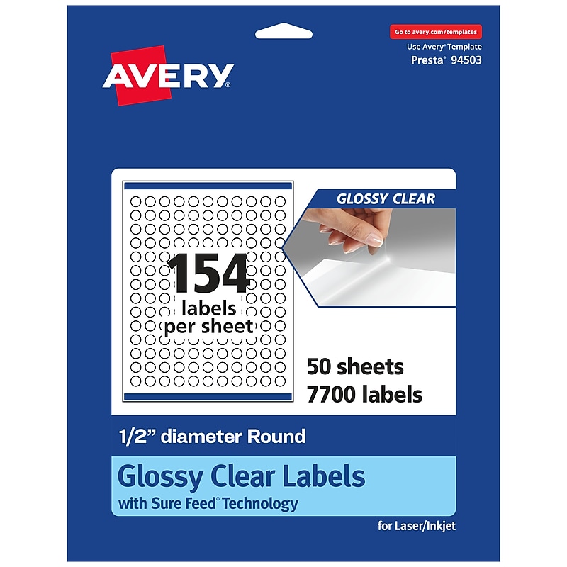 Avery Laser/Inkjet Round Multipurpose Labels, 0.5" Dia., 7700 Labels/Box (94503) image 1