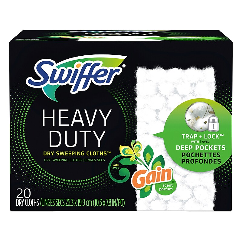Swiffer Sweeper Heavy-Duty Dry Cloth Refill, Gain Scent, White, 20/Pack (94136) image 1