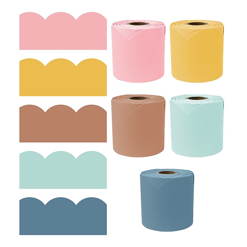 Carson Dellosa Scalloped Rolled Border, 3" x 65', Modern Boho, 5/Pack (145412) image 1