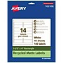 Avery EcoFriendly Laser/Inkjet Rectangle Multipurpose Labels, 1-1/3" x 4", White, 140/Pack (94206)~#|#~BEC5B26A-F2BF-48EF-8213B215C8C3657B_sc7