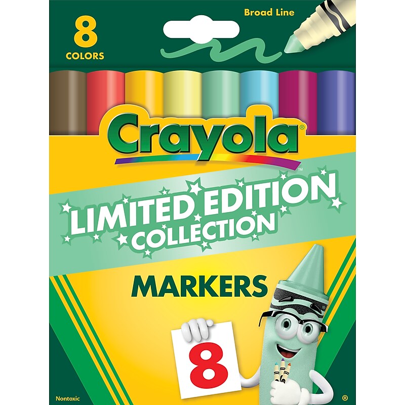 Crayola Washable Water-Based Broad Line Markers, Assorted Colors, 8/Box (58-7746) image 1