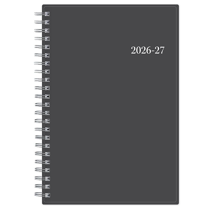 2026-2027 Blue Sky Collegiate 5" x 8" Academic Year Weekly & Monthly Planner, Plastic Cover, Gray (100139-A27) image 1