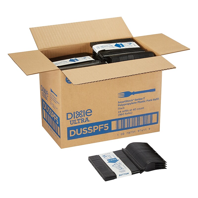Dixie Ultra SmartStock Series-T Polypropylene Fork Set, Black, 960/Carton (DUSSPF5) image 1